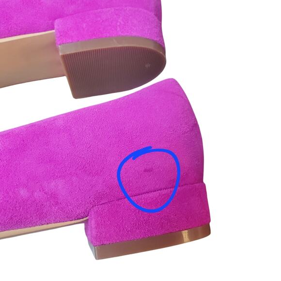 BP Size 9.5 US Kari Bow Suede Leather Flats Fuchsia Pink Bright TINY FLAWS - Picture 2 of 12